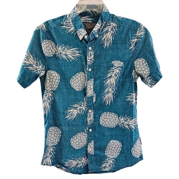 Brooklyn Cloth Men’s Pineapple Print Hawaiian SS Button Down Shirt - Size Small - Picture 1 of 16